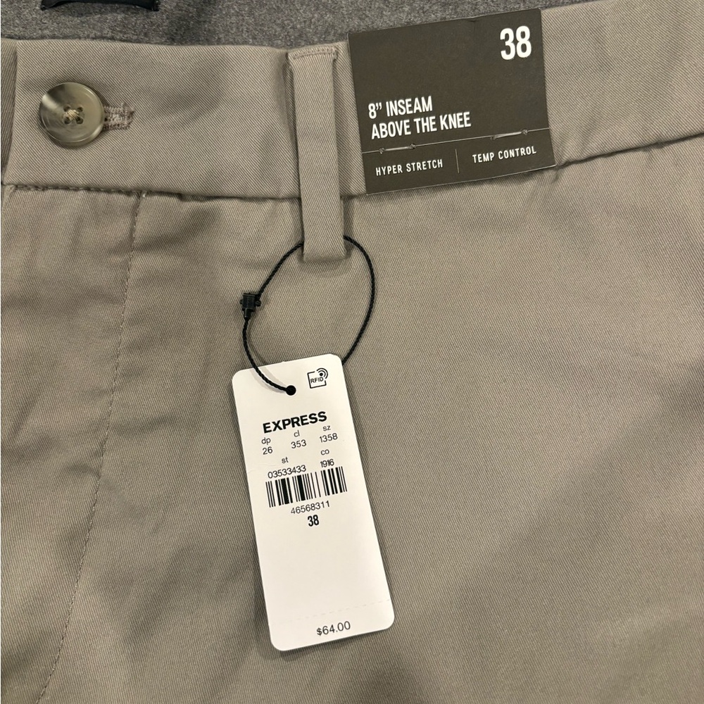 Express men shorts khaki size 38 8” above the knee brand new